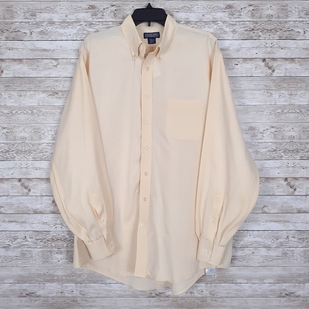 Lands End Mens Dress Shirt 16 1/2 Tall Yellow 761